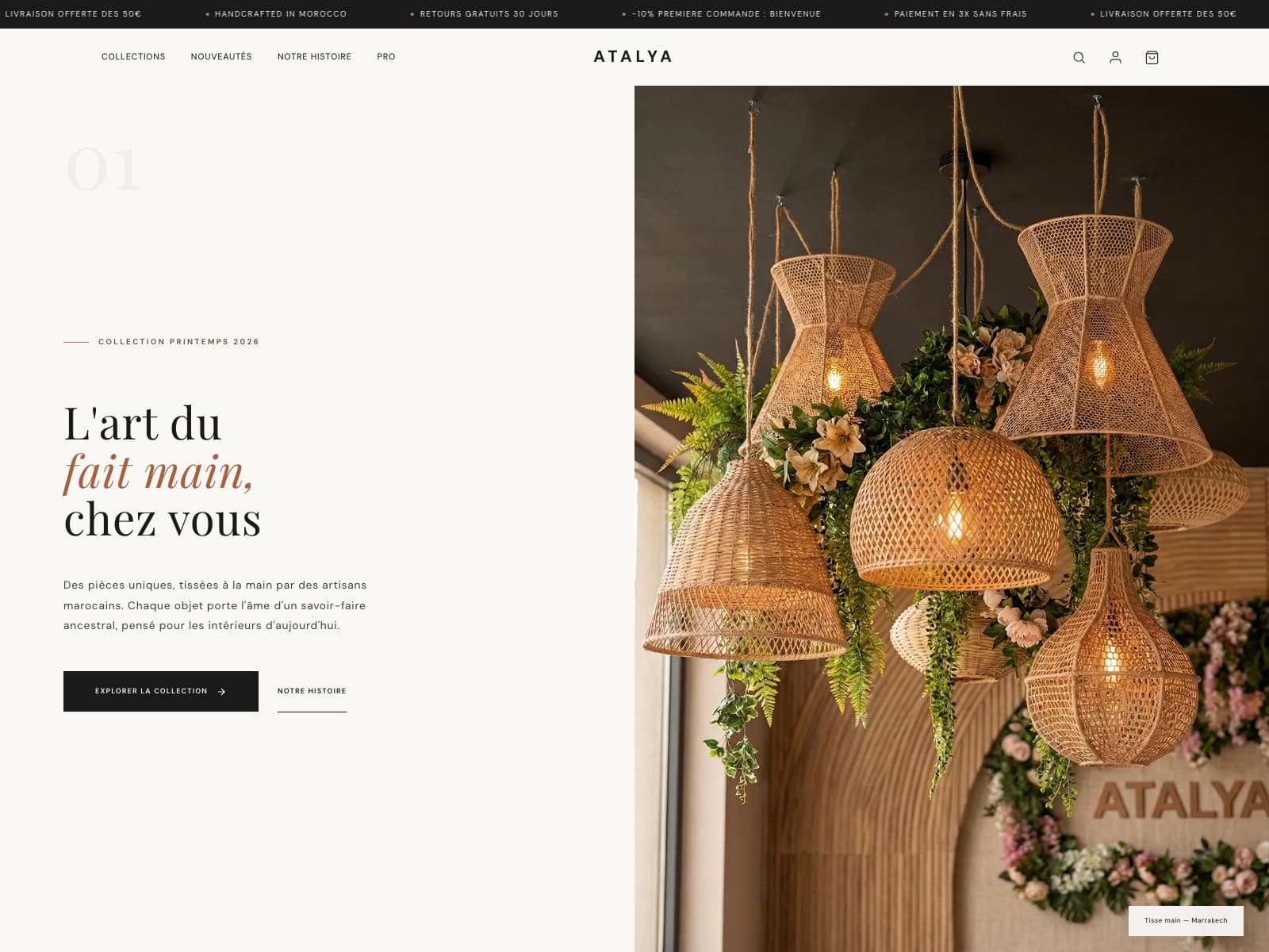 Boutique en ligne Maison ATALYA — réalisation SRDK Digital