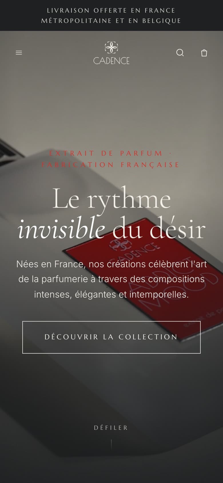 Accueil de la boutique Maison Cadence sur mobile