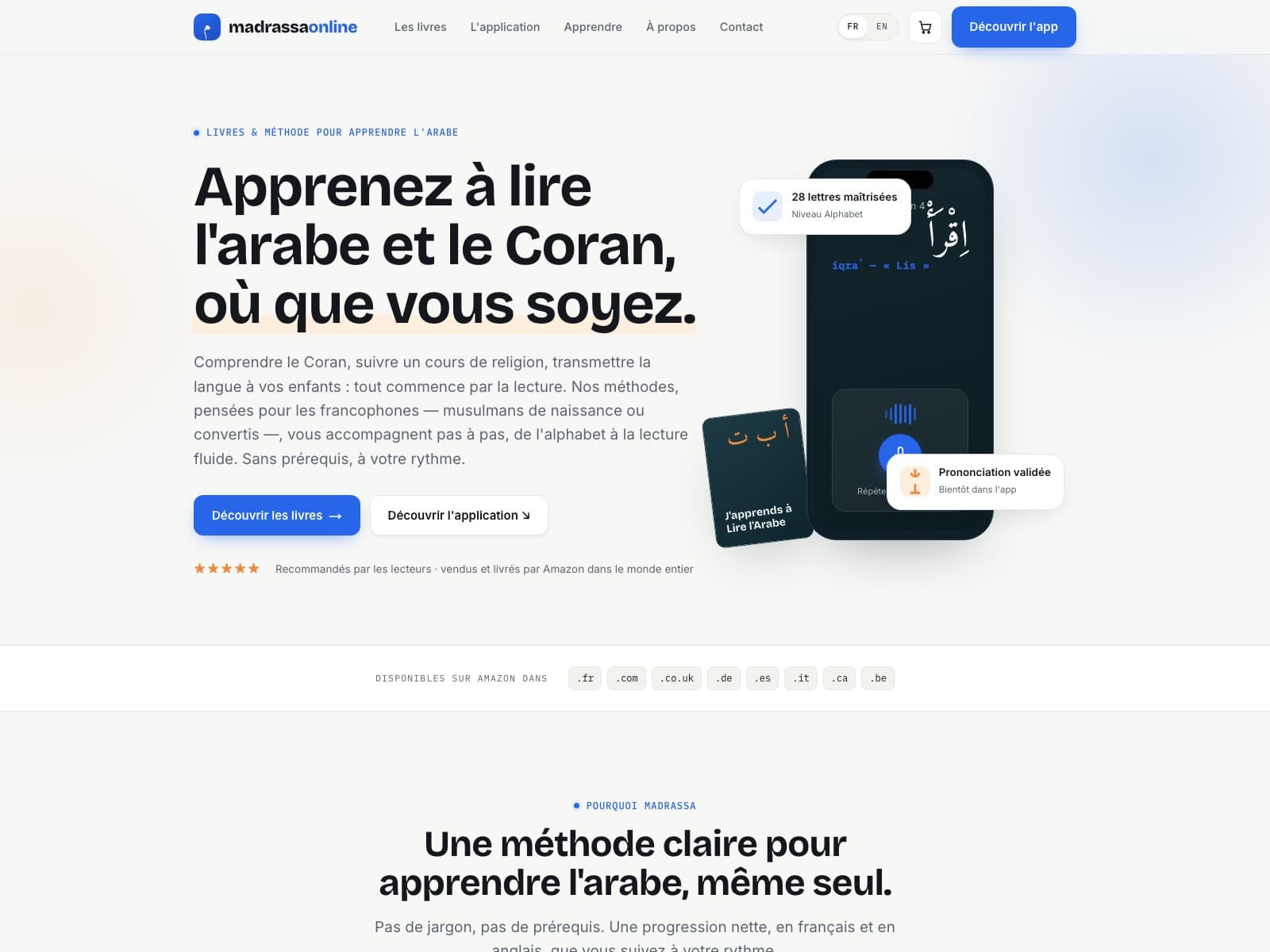 Page d'accueil du site Madrassa Online