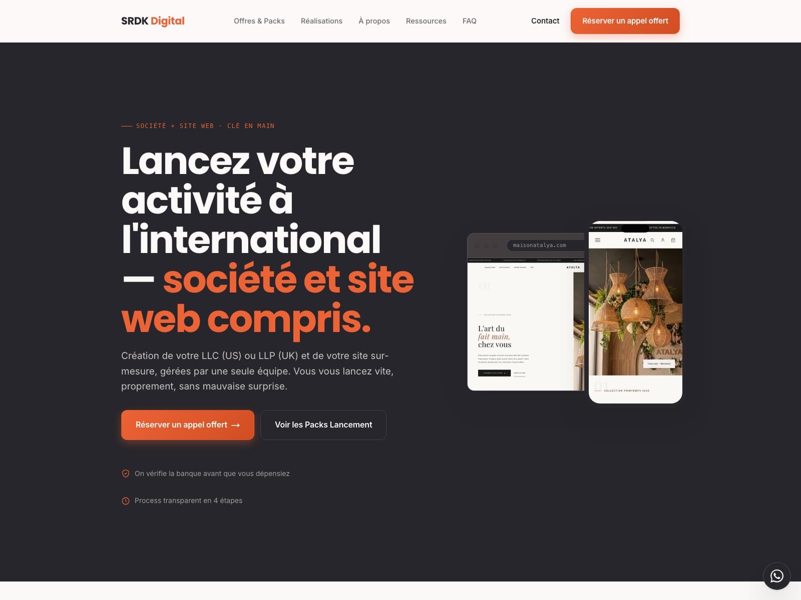 Page d'accueil SRDK Digital sur grand écran